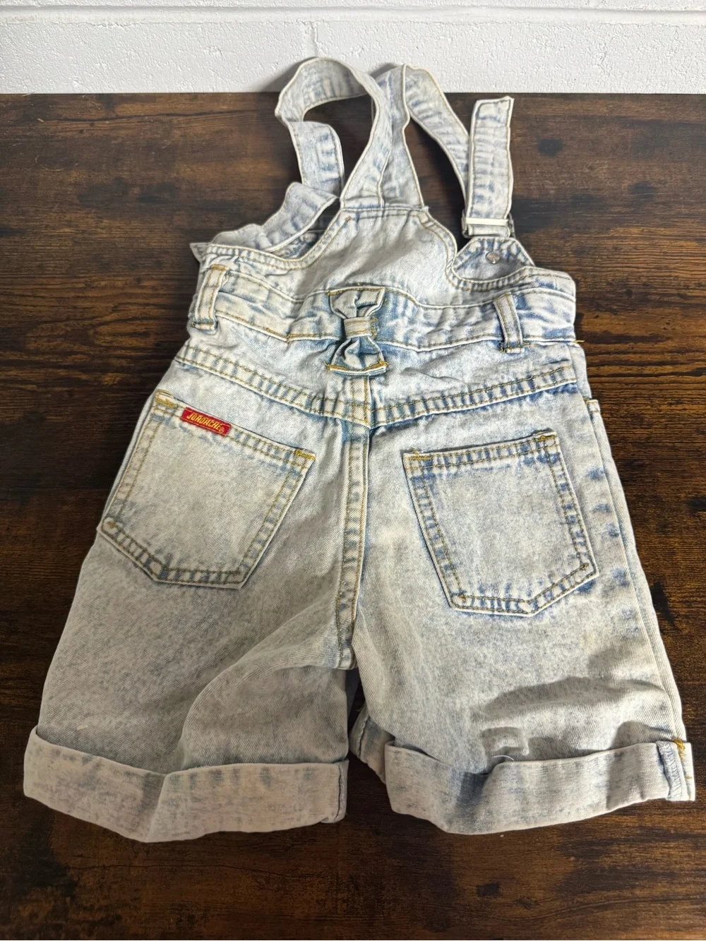 Jordache Light Blue Acid Wash Denim Overall Shorts